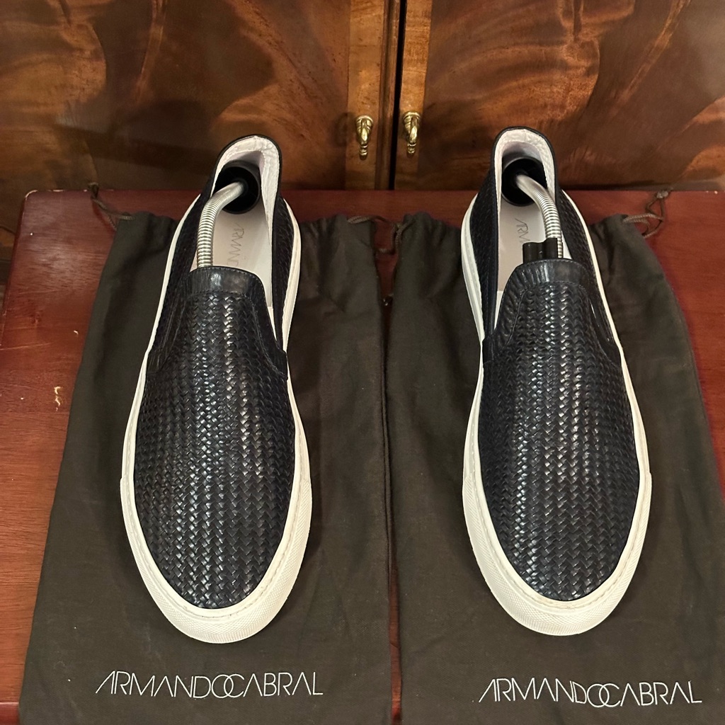 Armando Cabral Midnight Basketweave Leather Sneakers
